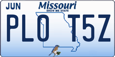 MO license plate PL0T5Z
