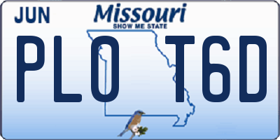 MO license plate PL0T6D