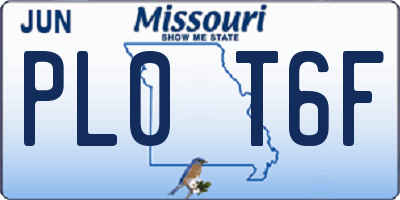 MO license plate PL0T6F