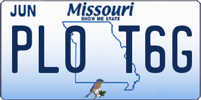 MO license plate PL0T6G