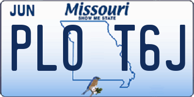 MO license plate PL0T6J