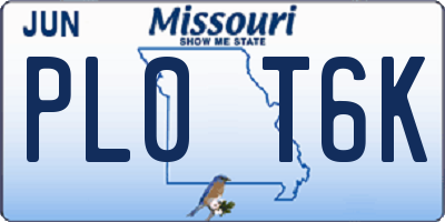 MO license plate PL0T6K