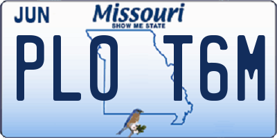 MO license plate PL0T6M