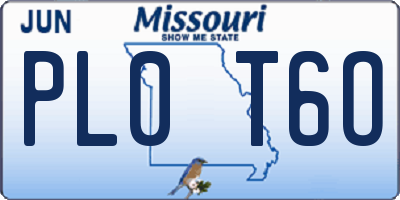 MO license plate PL0T6O