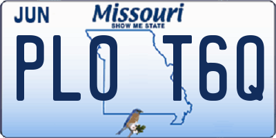 MO license plate PL0T6Q