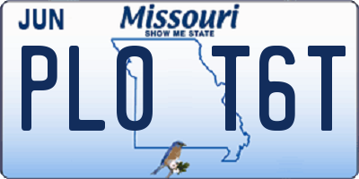 MO license plate PL0T6T