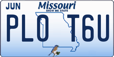 MO license plate PL0T6U
