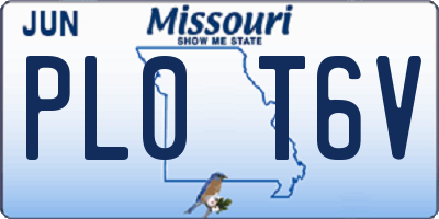 MO license plate PL0T6V