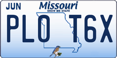 MO license plate PL0T6X