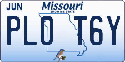 MO license plate PL0T6Y