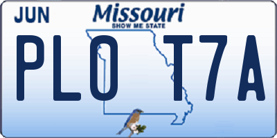 MO license plate PL0T7A