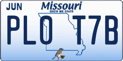 MO license plate PL0T7B