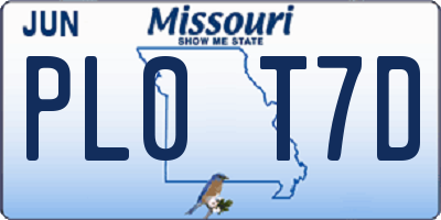 MO license plate PL0T7D