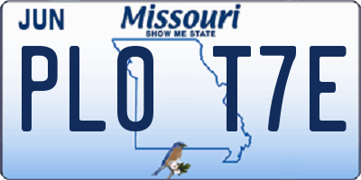 MO license plate PL0T7E