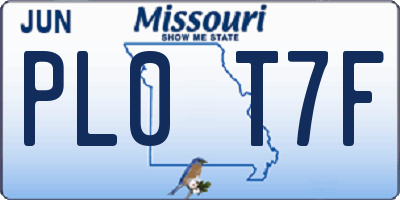MO license plate PL0T7F