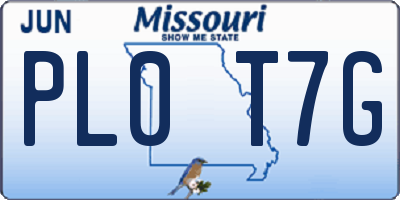 MO license plate PL0T7G