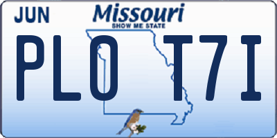 MO license plate PL0T7I
