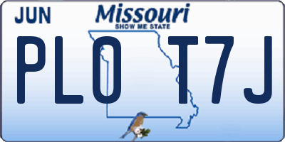 MO license plate PL0T7J