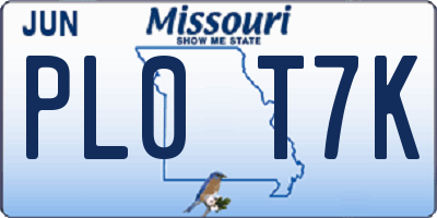MO license plate PL0T7K