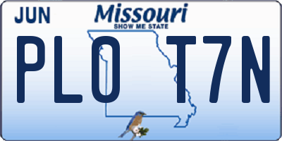 MO license plate PL0T7N