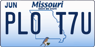 MO license plate PL0T7U