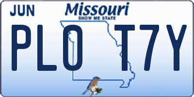 MO license plate PL0T7Y