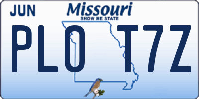 MO license plate PL0T7Z
