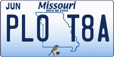 MO license plate PL0T8A