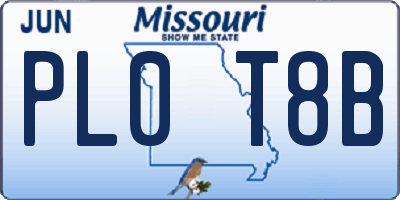 MO license plate PL0T8B