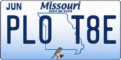 MO license plate PL0T8E