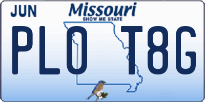 MO license plate PL0T8G