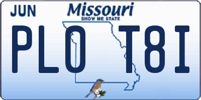 MO license plate PL0T8I