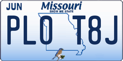 MO license plate PL0T8J
