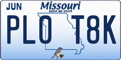 MO license plate PL0T8K