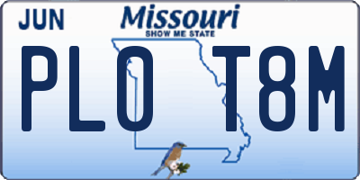 MO license plate PL0T8M