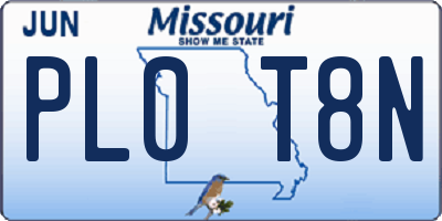 MO license plate PL0T8N