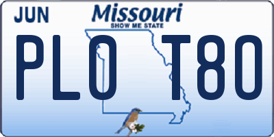 MO license plate PL0T8O