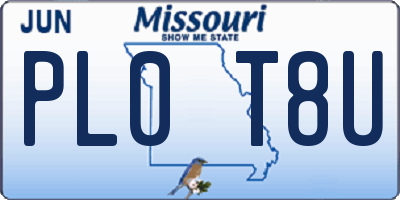 MO license plate PL0T8U