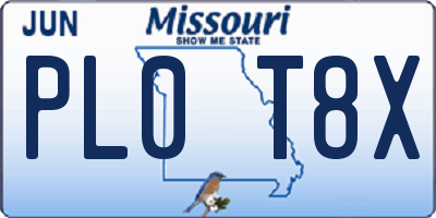 MO license plate PL0T8X