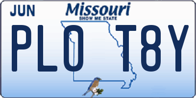 MO license plate PL0T8Y