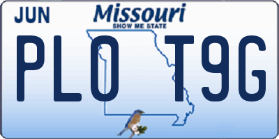 MO license plate PL0T9G