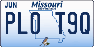 MO license plate PL0T9Q