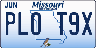 MO license plate PL0T9X