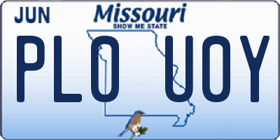 MO license plate PL0U0Y