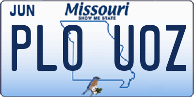 MO license plate PL0U0Z