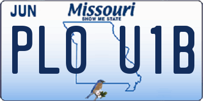 MO license plate PL0U1B