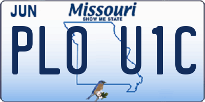 MO license plate PL0U1C