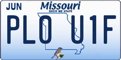MO license plate PL0U1F
