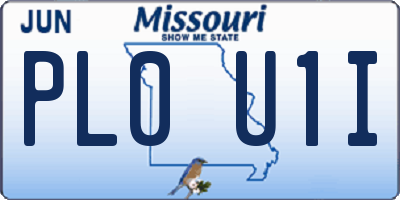 MO license plate PL0U1I
