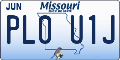 MO license plate PL0U1J